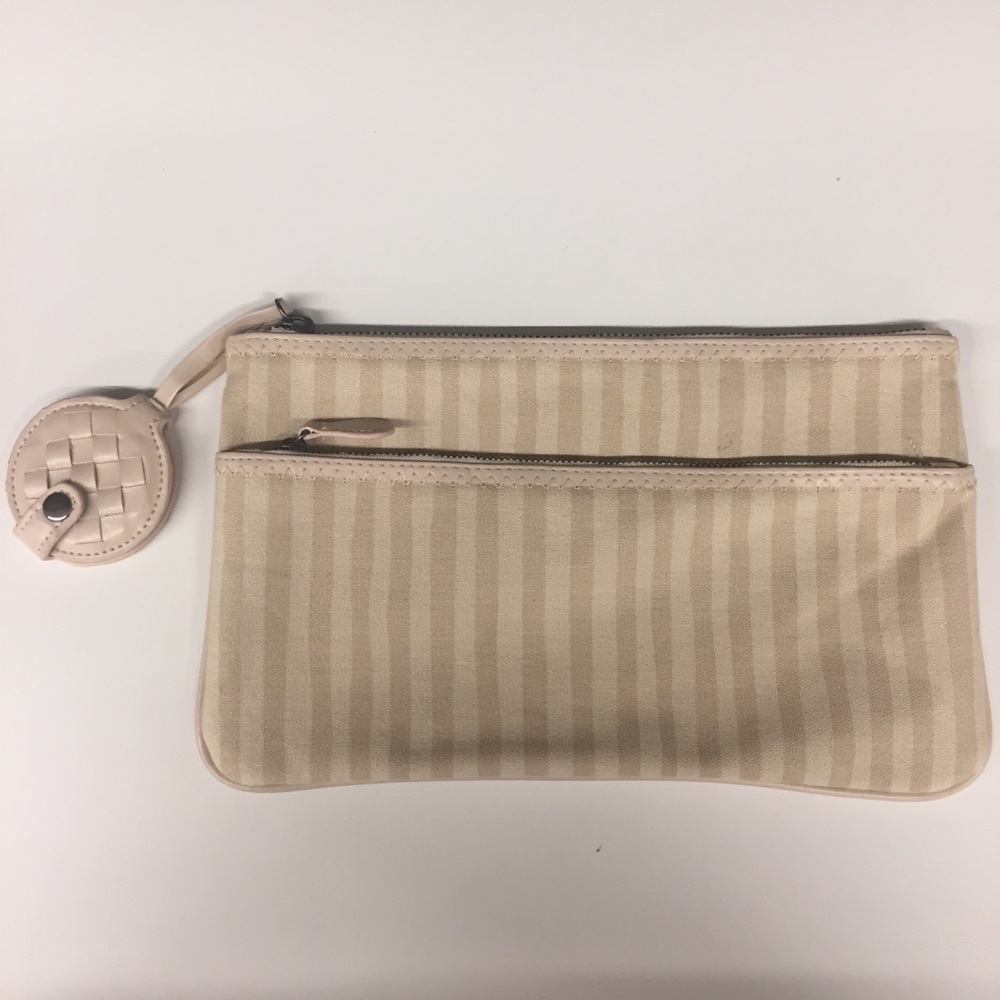Bottega Veneta striped cloth makeup case / clutch